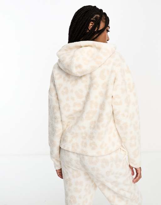 ASOS DESIGN cozy lounge borg hoodie w& sweatpants set in camel