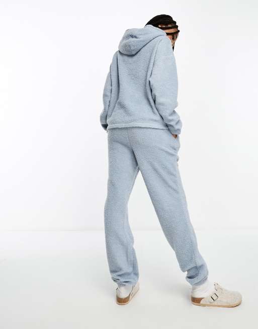 ASOS DESIGN cozy lounge borg hoodie w& sweatpants set in camel