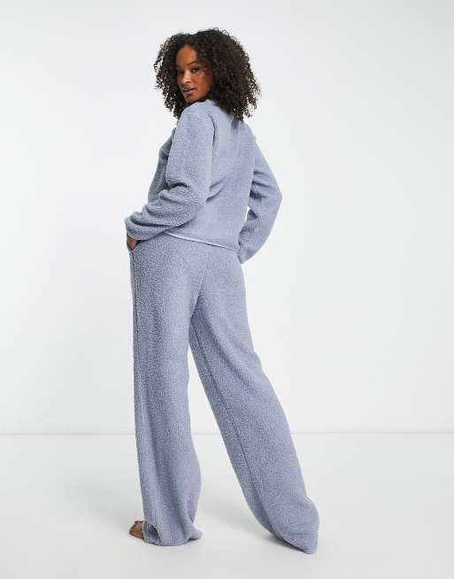 ASOS DESIGN Tall lounge borg sweat trouser set in dusky blue ASOS