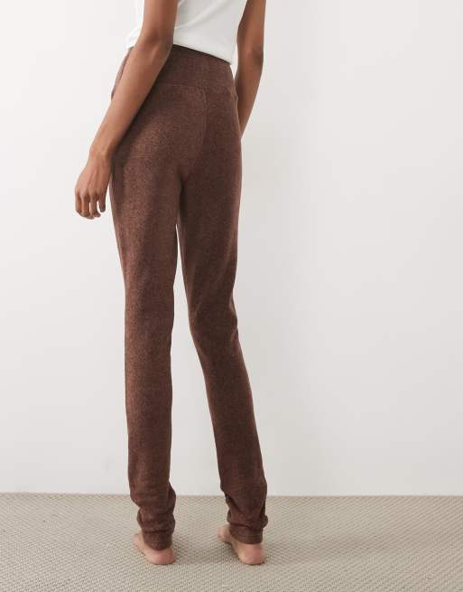 ASOS DESIGN Tall lounge mix & match lichtgewicht fleece legging in chocoladebruin, 3 van 5