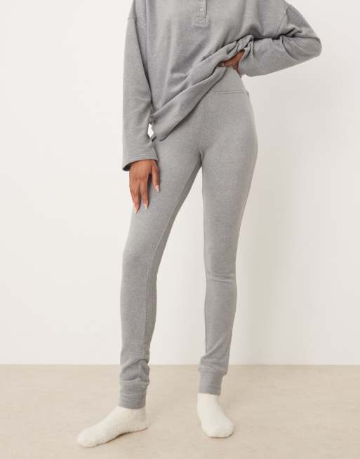 ASOS DESIGN Tall lounge mix & match lightweight fleece legging in light grey, 2 of 4