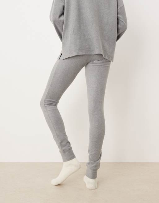 ASOS DESIGN Tall lounge mix & match lightweight fleece legging in light grey, 3 of 4
