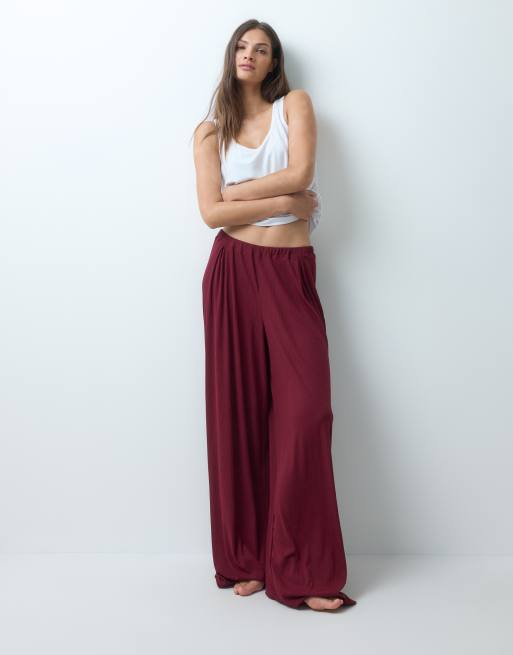 ASOS DESIGN lounge ribbed mix & match pajamas in fig, 6 of 6
