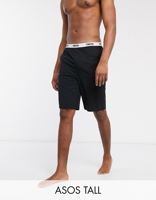 ASOS DESIGN Tall lounge short in black with branded waistband