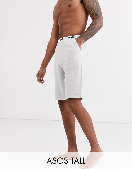ASOS DESIGN Tall lounge short in grey marl with branded waistband