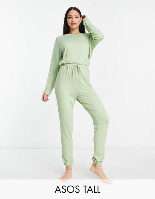 ASOS DESIGN Tall lounge super soft jumpsuit in sage