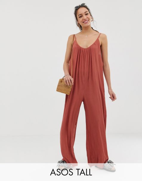 ASOS DESIGN Tall low back jumpsuit in crinkle