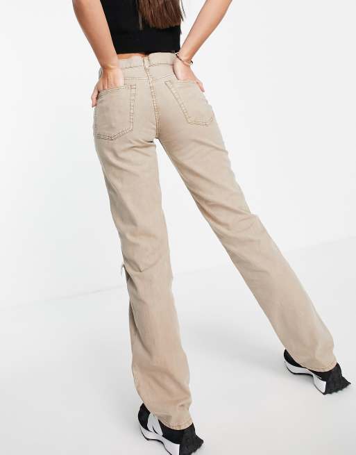 ASOS DESIGN Tall low rise 90s straight pants in stone