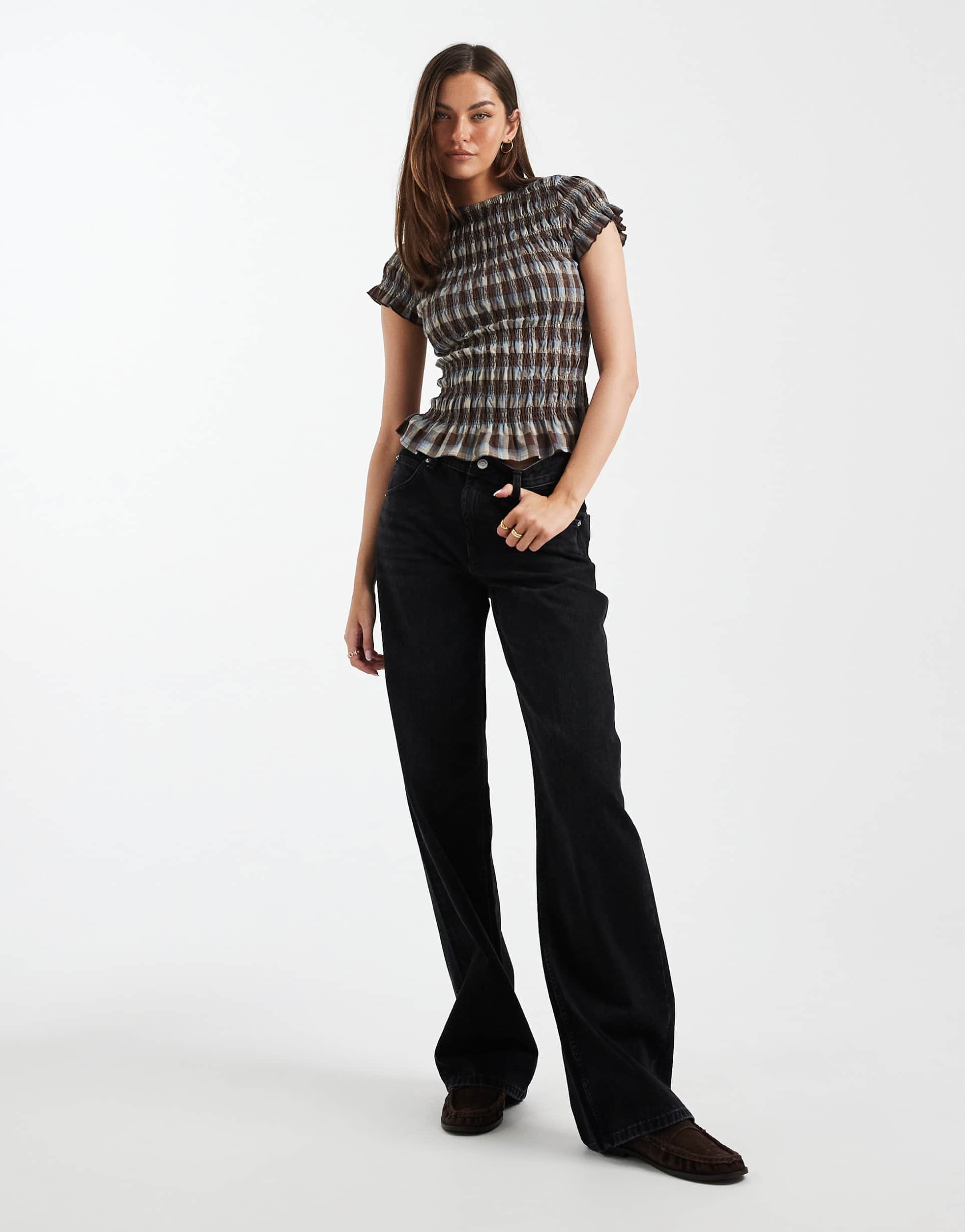 asos design tall low rise baggy jeans in black