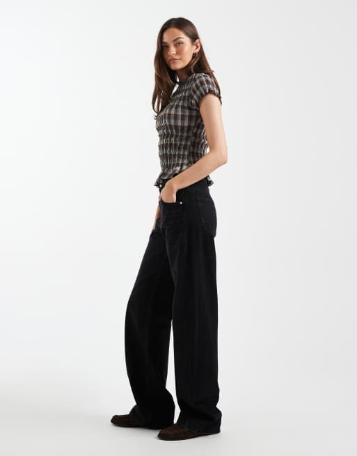 ASOS DESIGN Tall low rise baggy jeans in black, 3 of 5