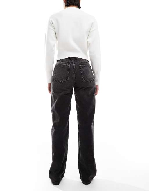 ASOS DESIGN Tall mid rise baggy boyfriend jeans in washed black