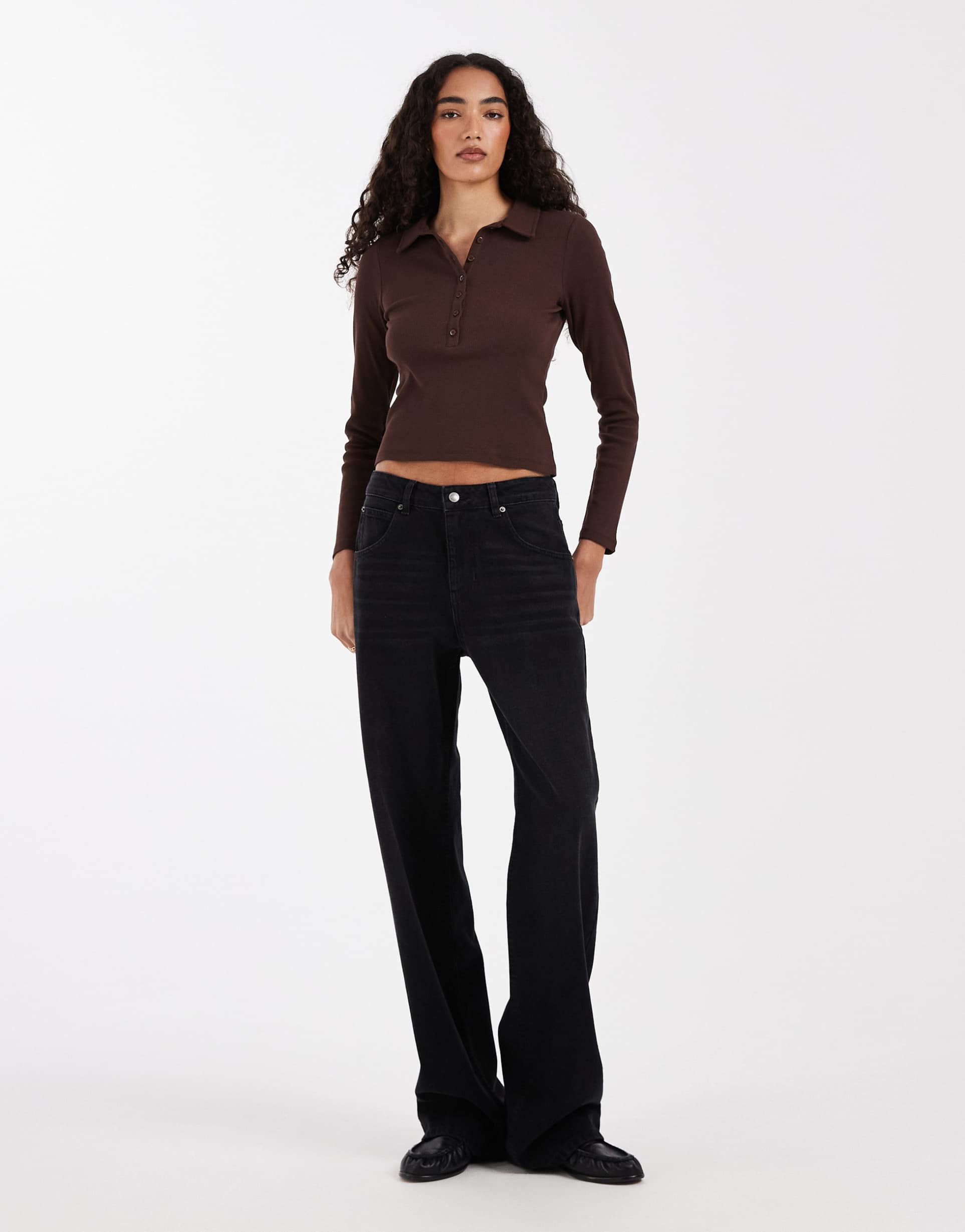 asos design tall low rise baggy jeans in washed black