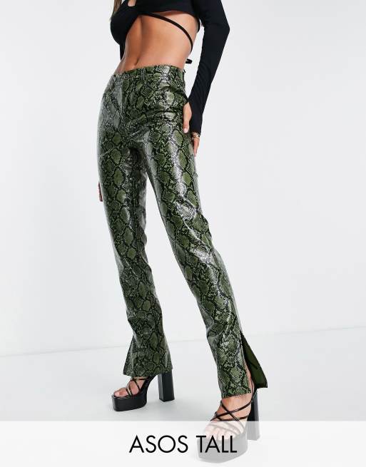 Leather Low Rise Straight Leg Pants