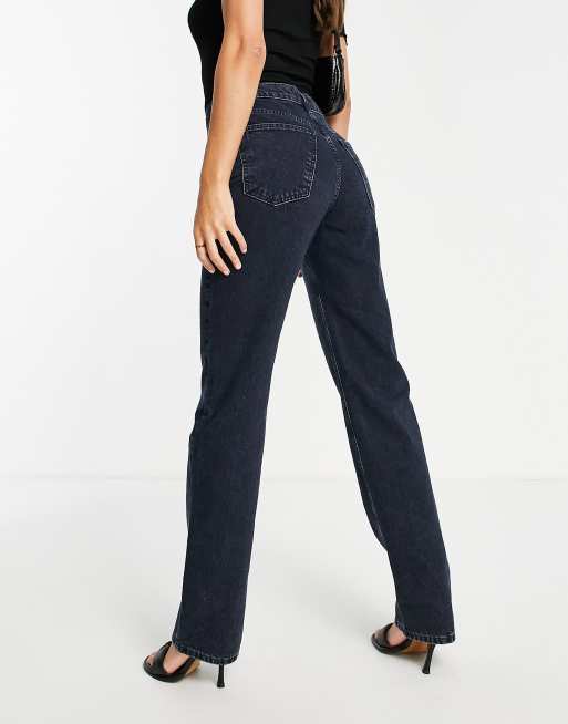 ASOS DESIGN Tall low rise straight leg jeans in blue black wash, 2 of 4