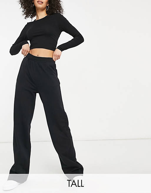 ASOS DESIGN Tall low rise straight leg sweatpants with pintuck in black