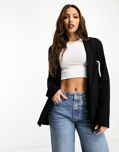ASOS DESIGN Tall - Løstsiddende blazerjakke i sort jersey - view 1
