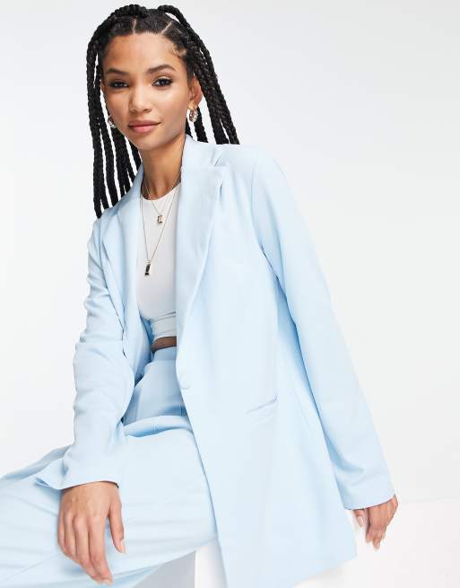 ASOS DESIGN Tall - Løstsiddende lyseblå habitblazer i jersey