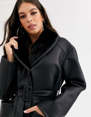 asos tall leather jacket
