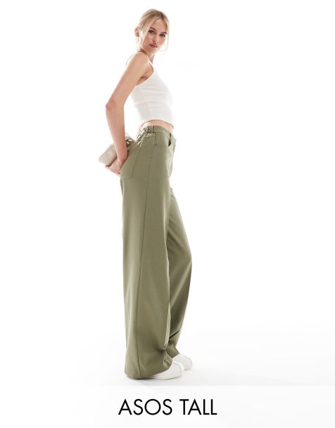 ASOS DESIGN Tall – Luźne spodnie z prostymi nogawkami i 5 kieszeniami w kolorze khaki - view 1