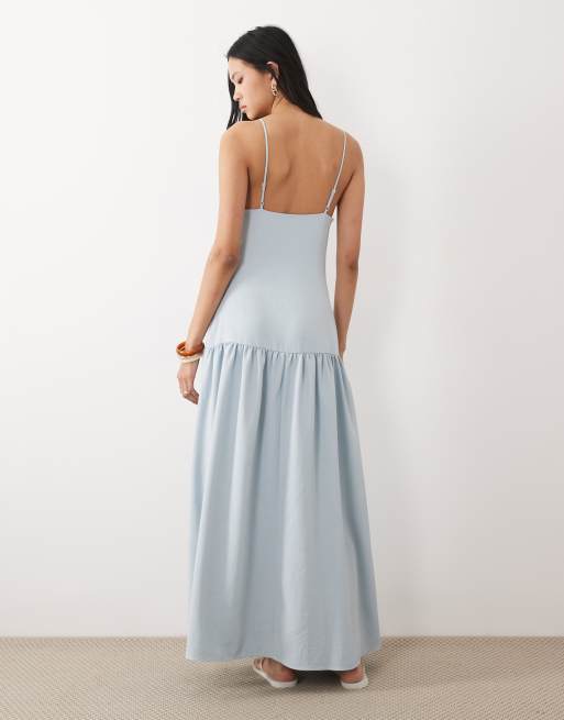ASOS DESIGN Tall - Lyseblå maxikjole med cami-stropper og dyb rund hals samt sænket talje, 3 af 4