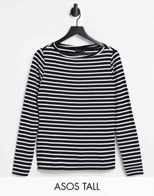ASOS DESIGN Tall - Maglietta a maniche lunghe blu navy a righe
