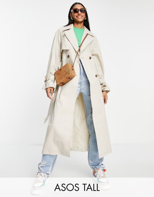 ASOS DESIGN Tall - Makkelijke trenchcoat in naturel