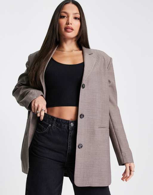 ASOS DESIGN Tall mansy blazer in brown, 3 of 4