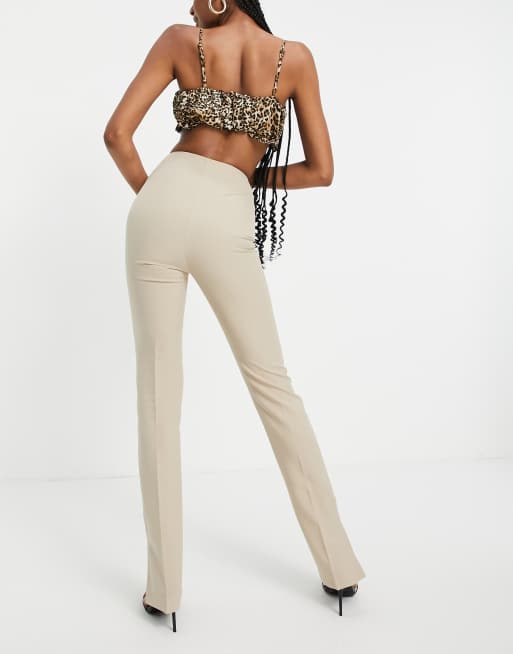 ASOS DESIGN Tall Mansy skinny split-side pants in camel, 2 of 4