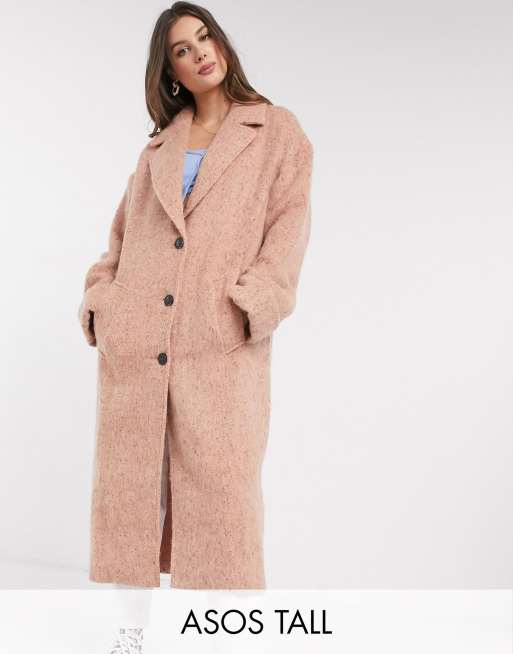 ASOS DESIGN Tall - Manteau ample oversize texturé à manches chauve-souris - Rose