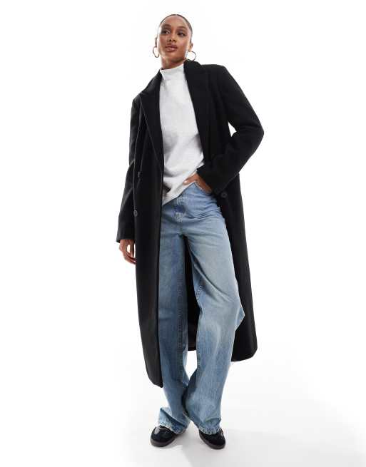 ASOS DESIGN Tall Manteau dad avec epaules marquees Noir