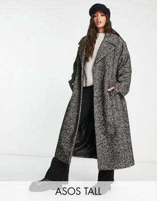 ASOS DESIGN Tall - Manteau habillé ceinturé à chevrons - Noir et blanc | ASOS