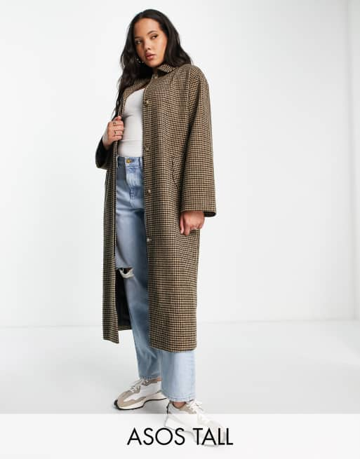 ASOS DESIGN Tall - Manteau boyfriend habillé brossé en laine mélangée -  Champignon