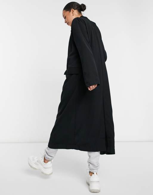 manteau long noir femme asos