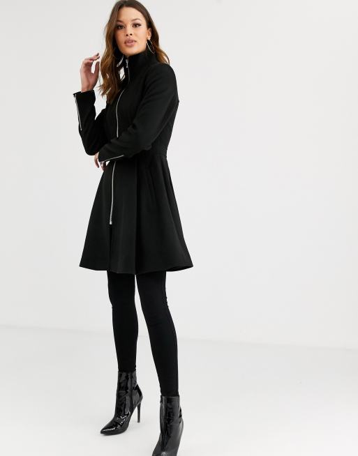 manteau trapeze noir femme