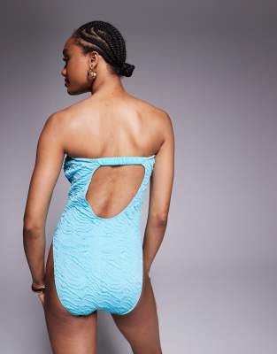 Asos Design Tall Maria Textured Bandeau Swimsuit