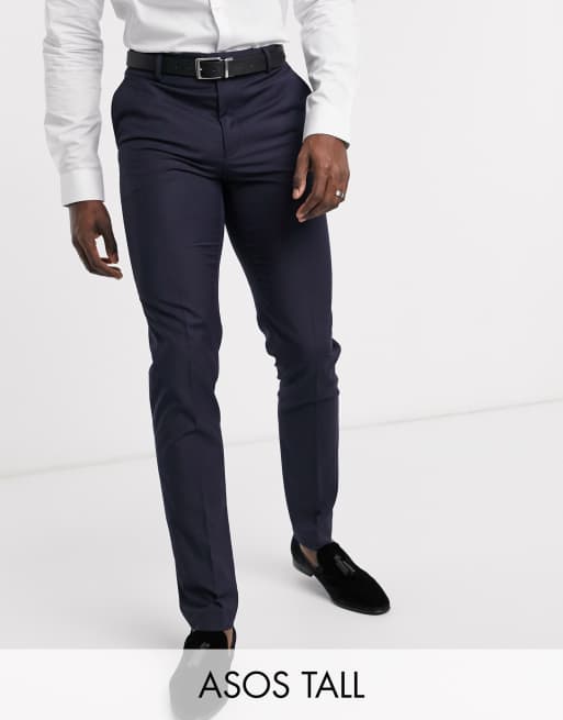 ASOS DESIGN - Tall - Marineblå habitbukser i smal pasform