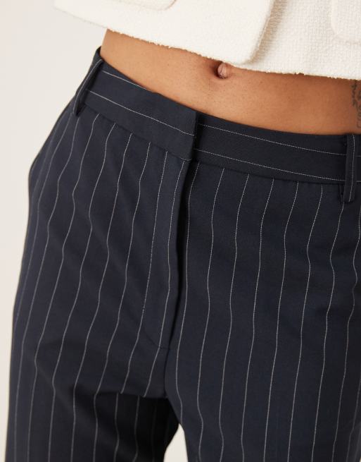 ASOS DESIGN Tall - Marineblå skræddersyede slim-bukser med lige ben og striber, 5 af 5