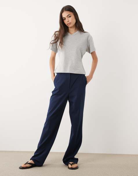 ASOS DESIGN Tall - Marineblå skræddersyede smalle bukser med lige ben - view 1