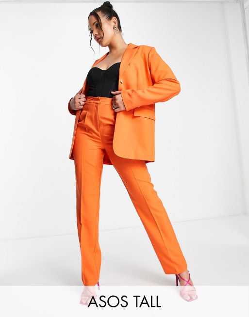 Orange Wide Leg Pant Suit - relaxed fit