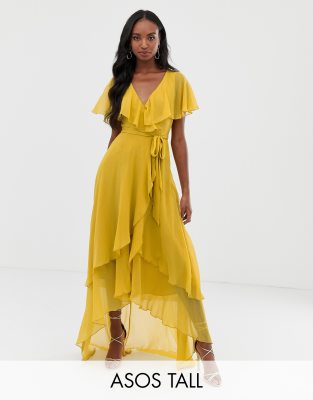 maxi dress with cape back and dipped hem