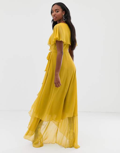 Maxi dress with cape 2024 back and dipped hem