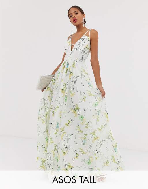 ASOS DESIGN Tall maxi dress with deep plunge and cut out strap