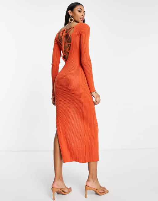 Asos orange 2024 lace dress