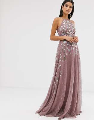 embroidered bodice maxi dress