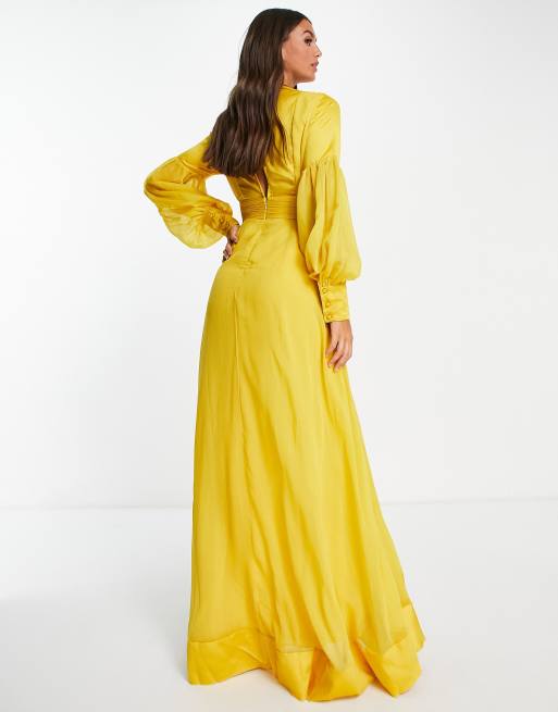 Asos mustard 2024 maxi dress