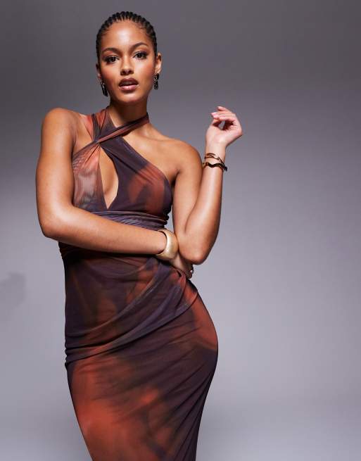 ASOS DESIGN Tall - Maxikjole med krydset halterneck og hvirvelprint, 2 af 4