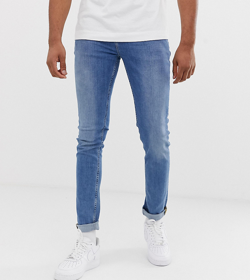 ASOS DESIGN - Tall - medium forvasket blå jeans i skinny pasform