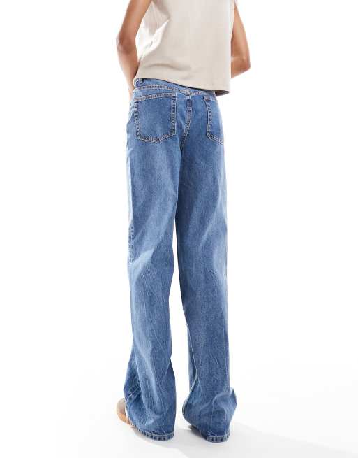 ASOS DESIGN Tall – Mellanblå dad jeans med vida ben, 3 av 5