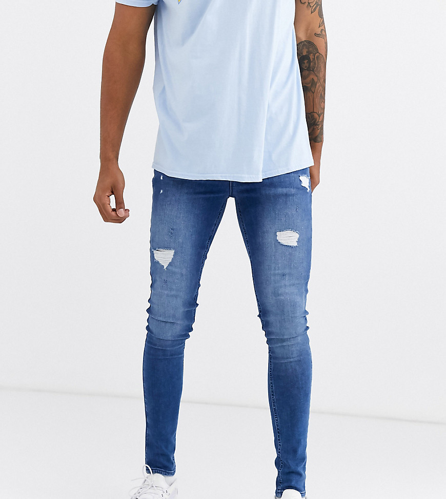 ASOS DESIGN Tall – mellanblå jeans med spray on-passform med extra stretch
