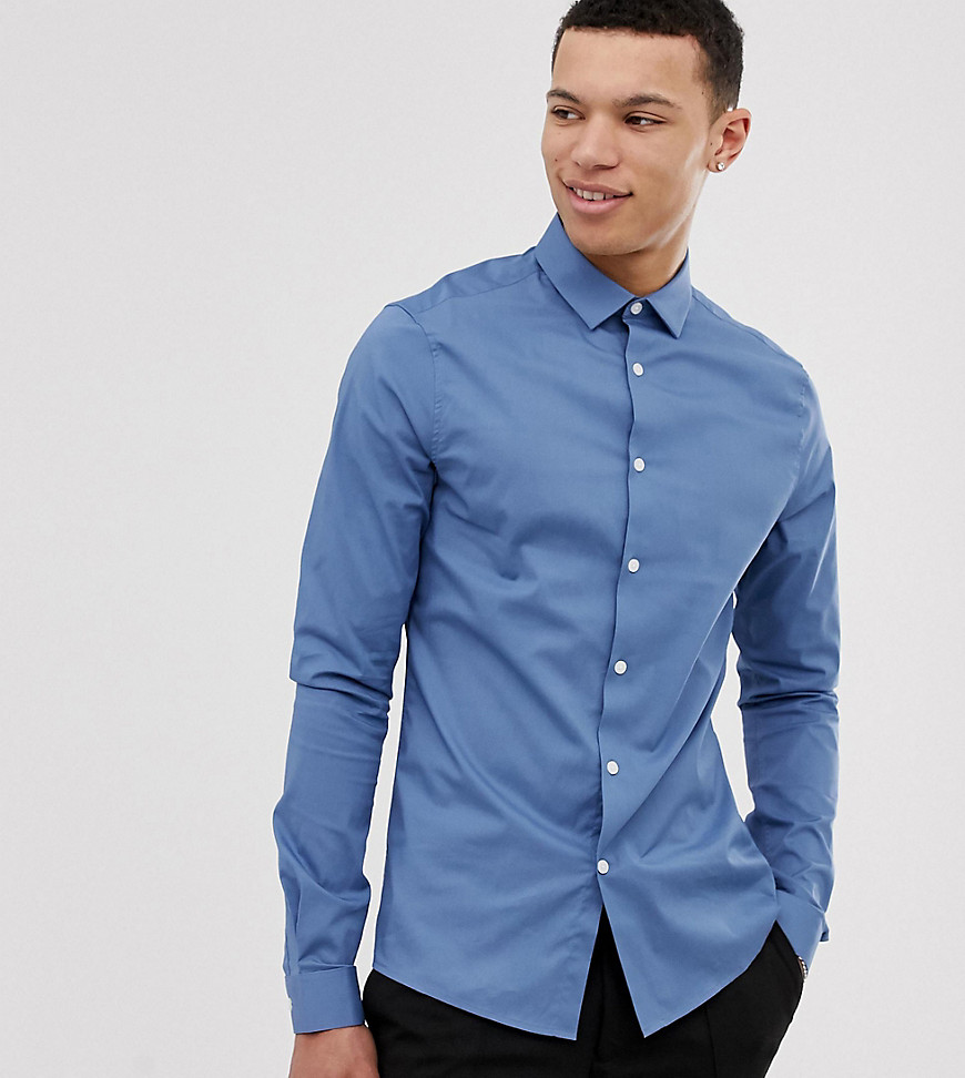ASOS DESIGN Tall – Mellanblå skjorta med smal passform